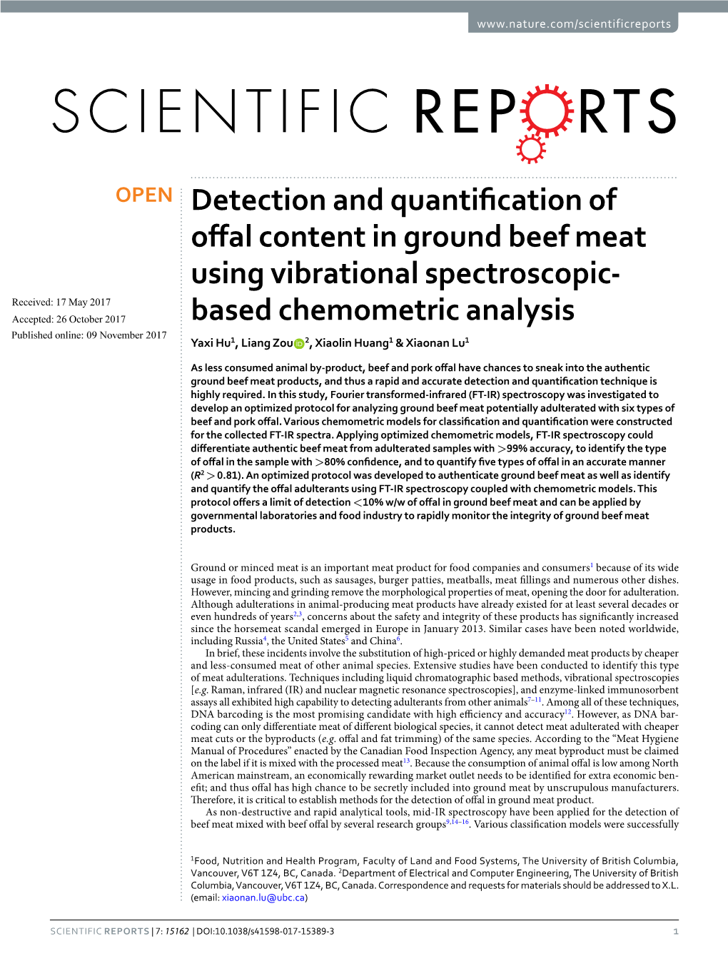 Detection and Quantification of Offal Content in Ground Beef Meat Using