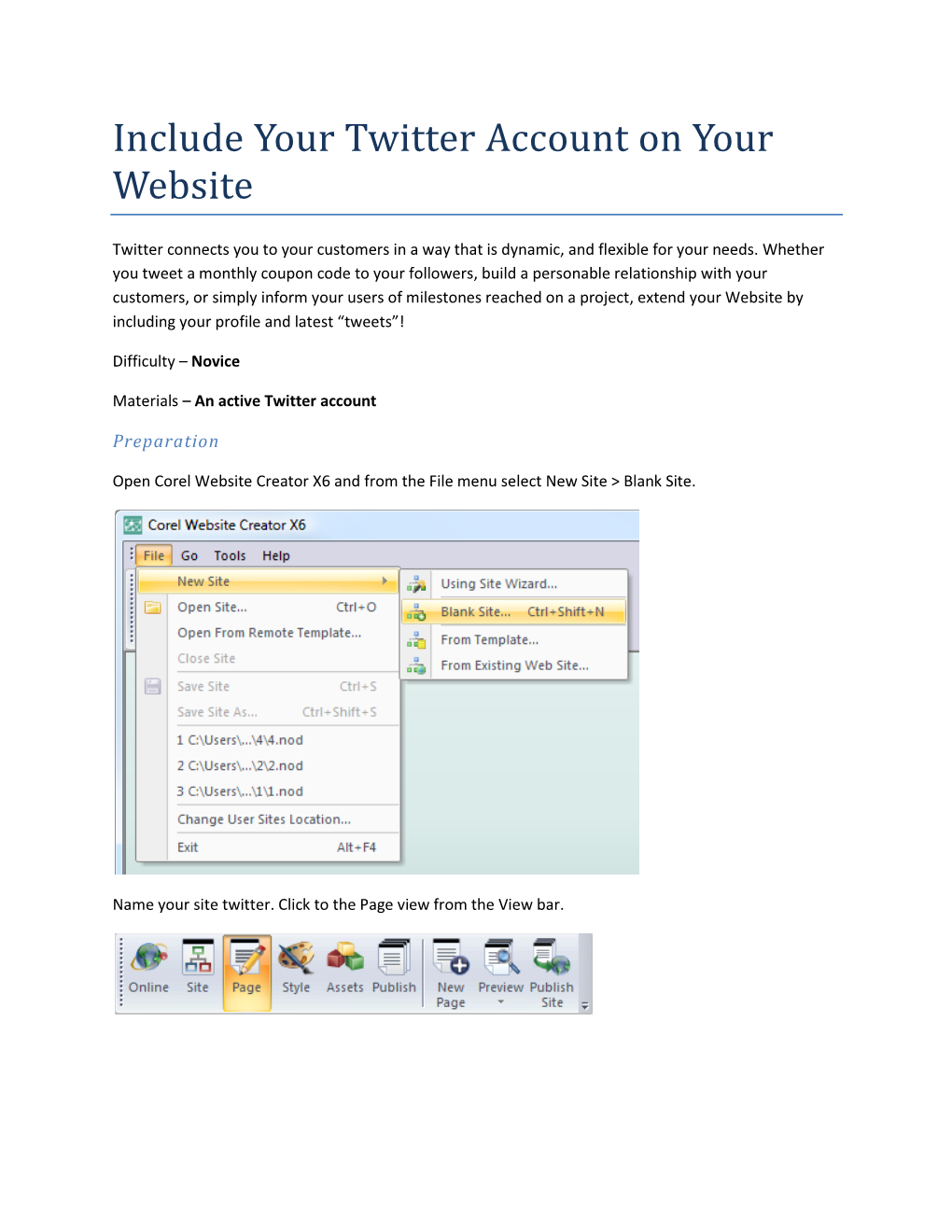 Include Your Twitter Account on Your Website