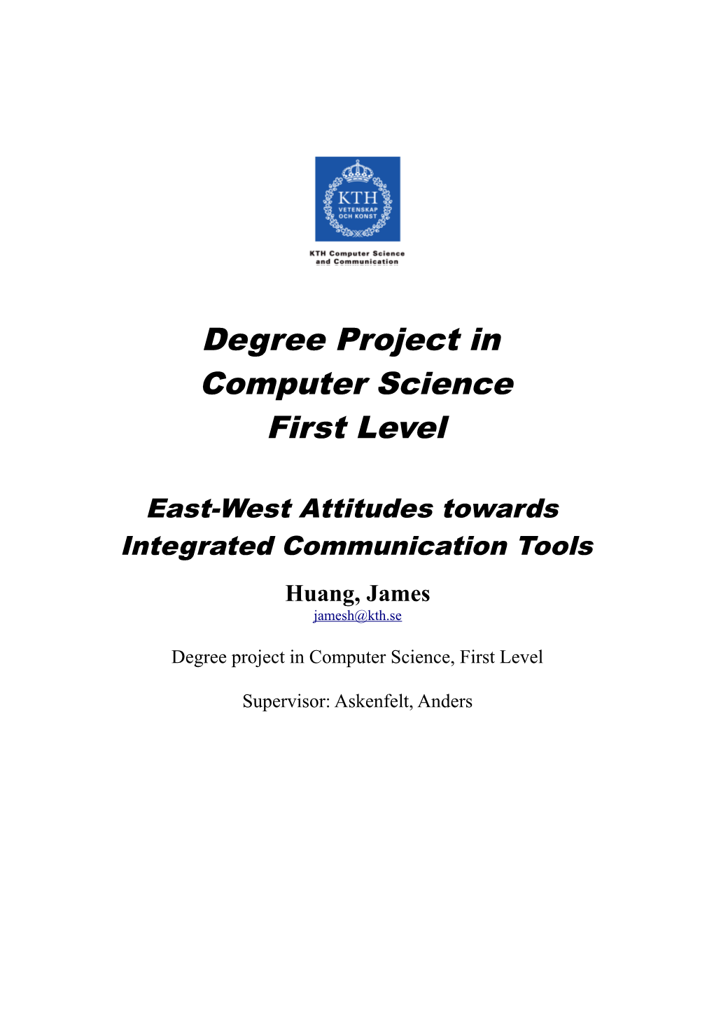Degree Project in Computer Science First Level
