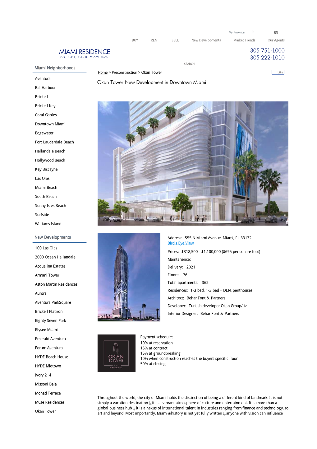 Okan Tower New Development in Downtown Miami