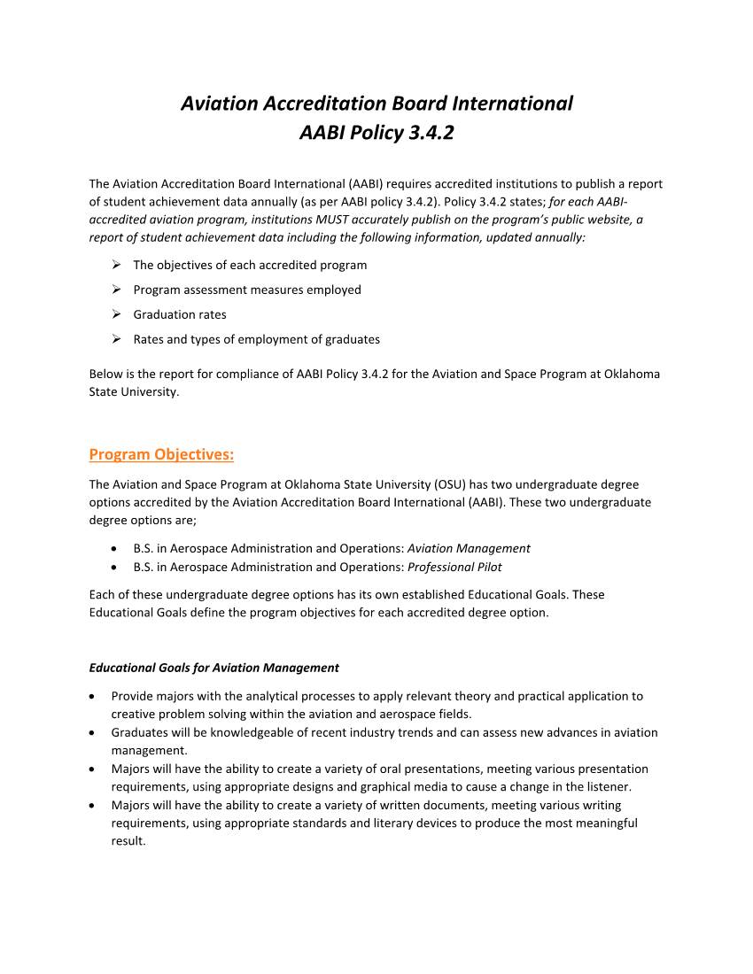 Aviation Accreditation Board International AABI Policy 3.4.2