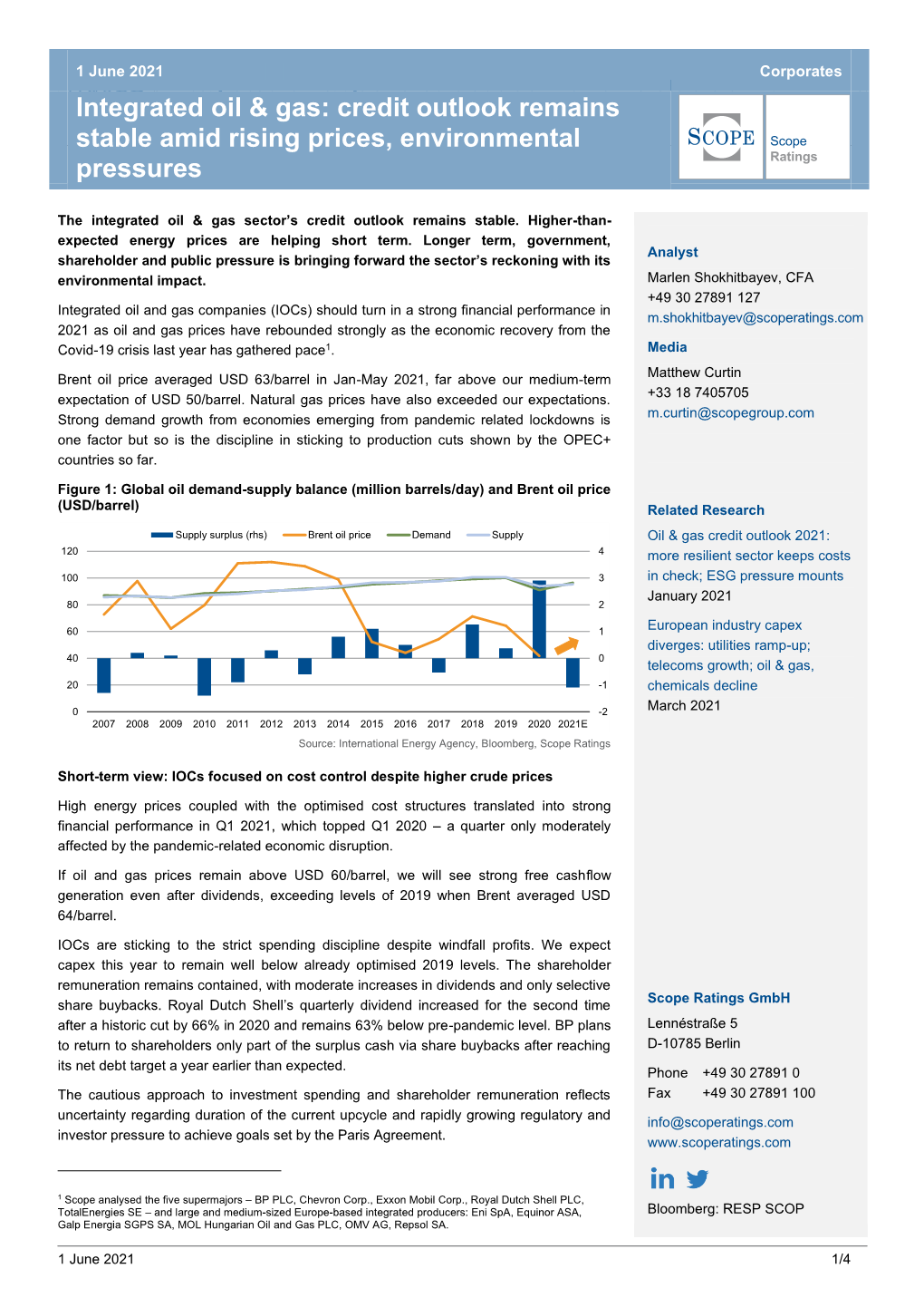 Integrated Oil & Gas: Credit Outlook Remains Stable Amid Rising Prices