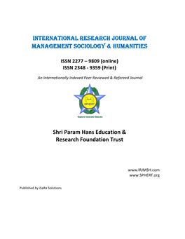 ISSN 2277 – 9809 (Online) ISSN 2348 - 9359 (Print)
