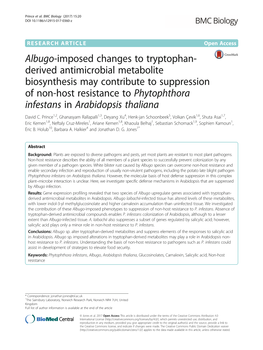 Albugo-Imposed Changes to Tryptophan-Derived Antimicrobial