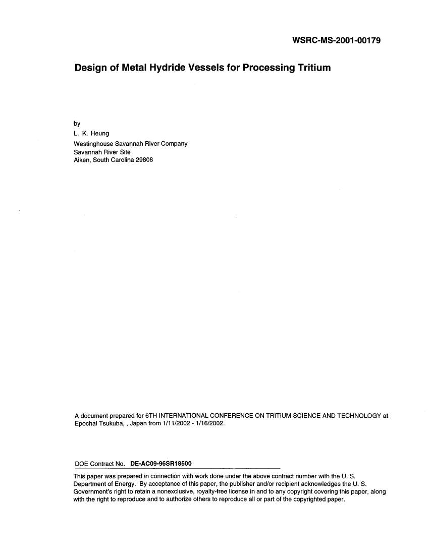Design of Metal Hydride Vessels for Processing Tritium
