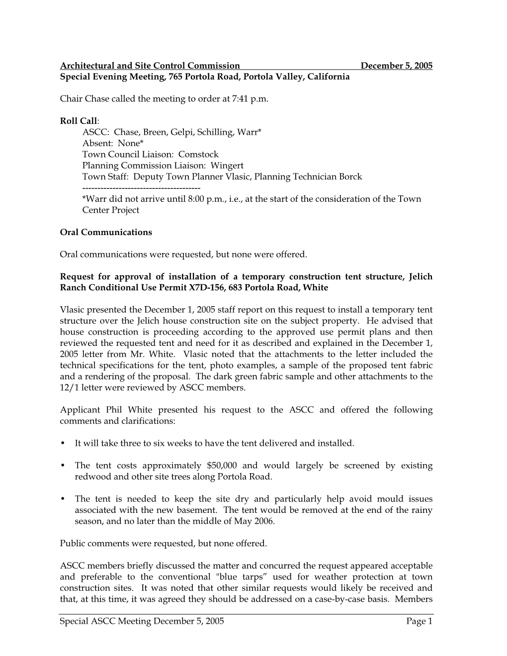 Architectural and Site Control Commission October 23, 2000