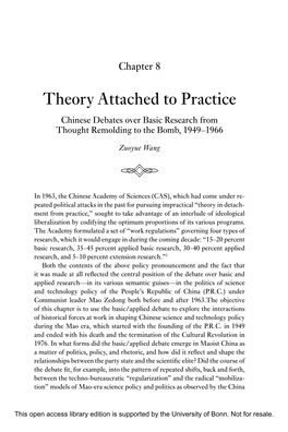 Theory Attached to Practice Chinese Debates Over Basic Research from Thought Remolding to the Bomb, 1949–1966