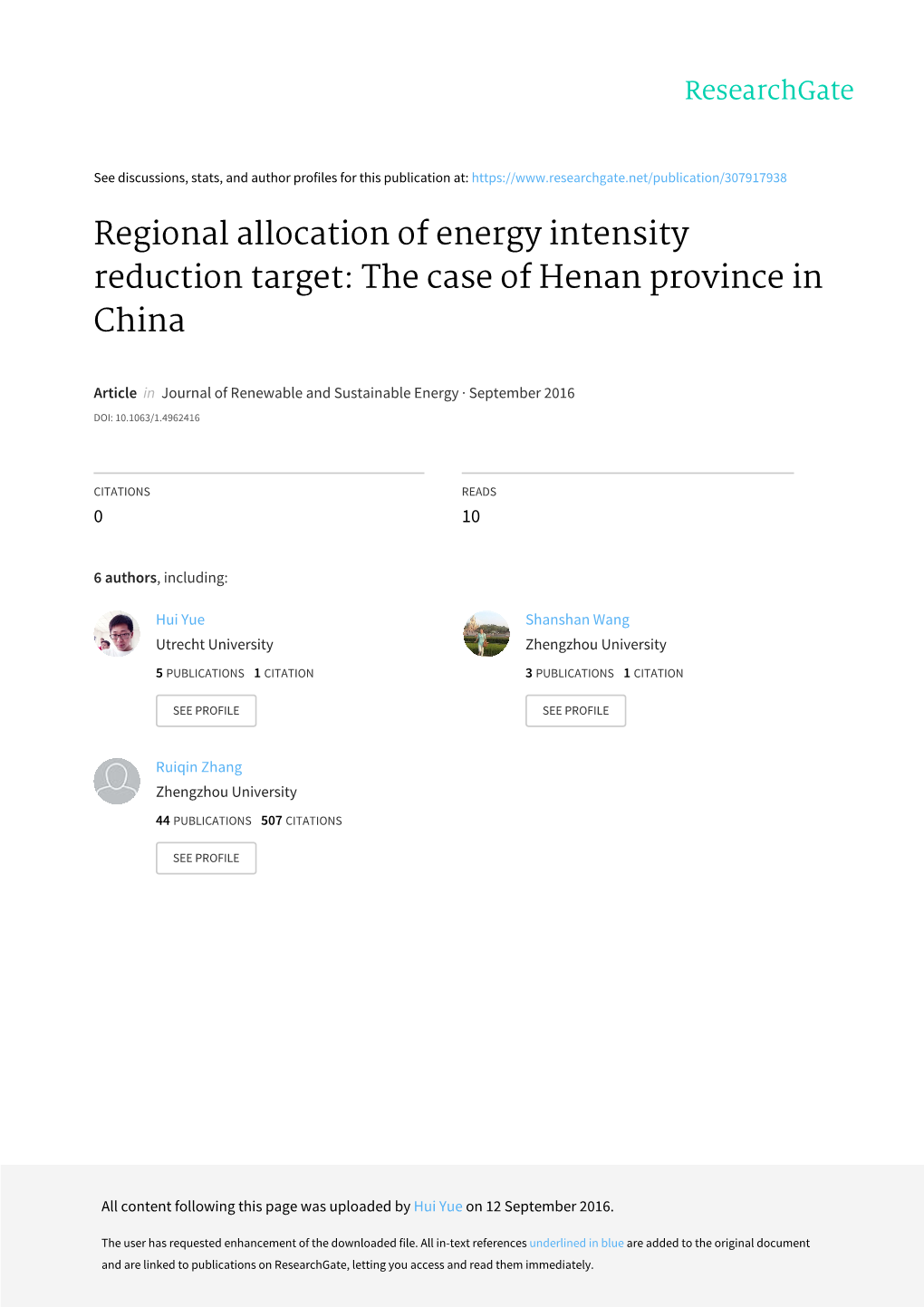 Regional Allocation of Energy Intensity Reduction Target: the Case of Henan Province in China