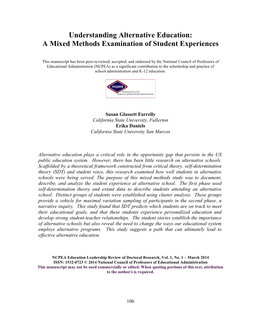 A Mixed Methods Examination of Student Experiences