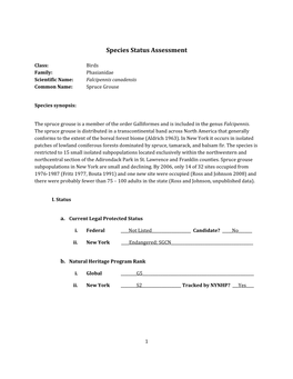 Species Assessment for Spruce Grouse