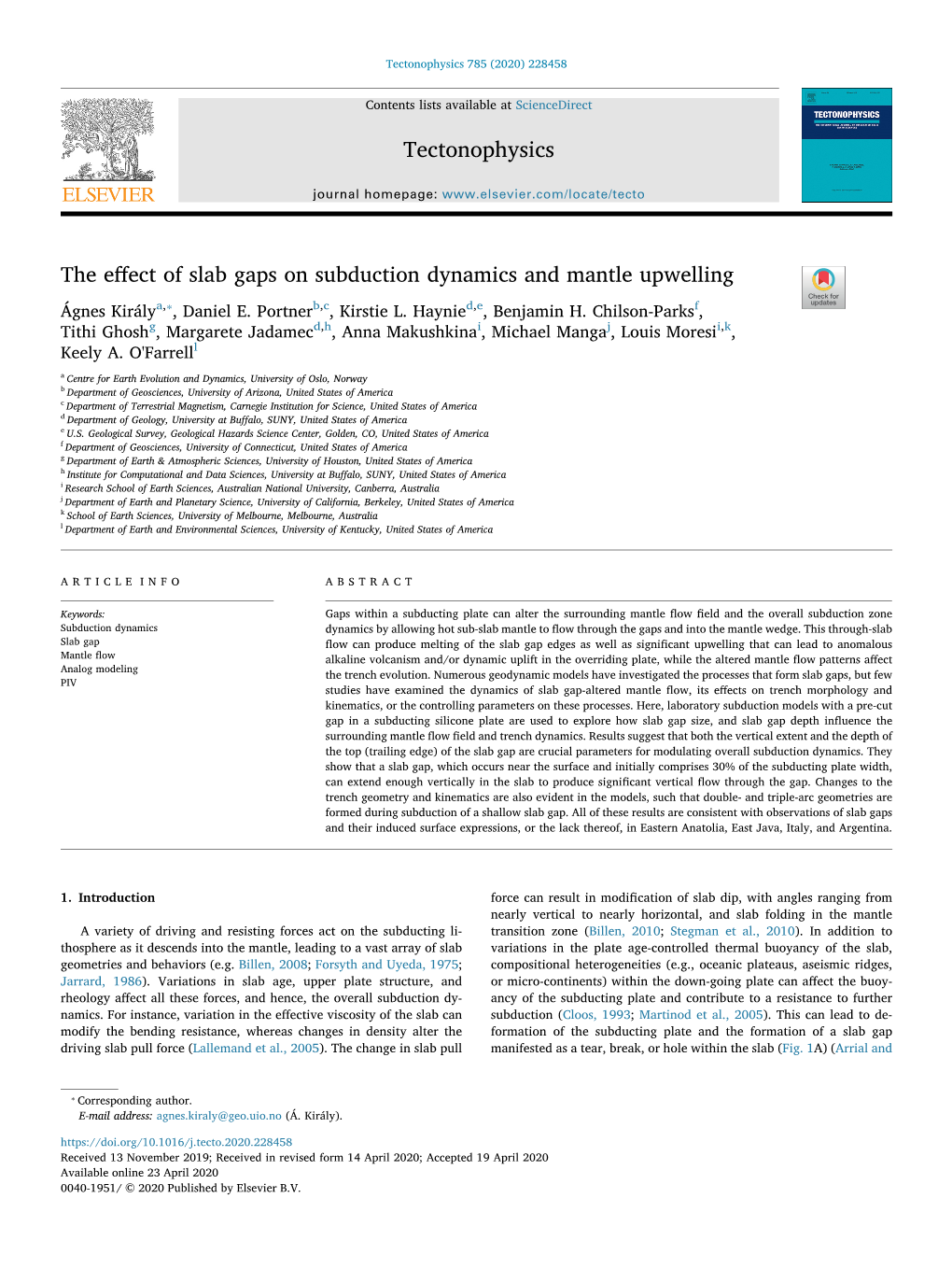 The Effect of Slab Gaps on Subduction Dynamics and Mantle Upwelling