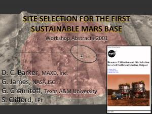 SITE SELECTION for the FIRST SUSTAINABLE MARS BASE Workshop Abstract #2001