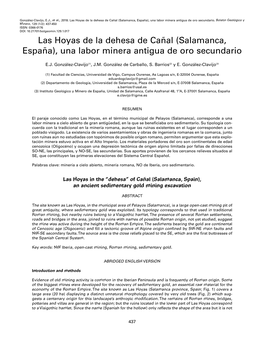 (Salamanca, España), Una Labor Minera Antigua De Oro Secundario