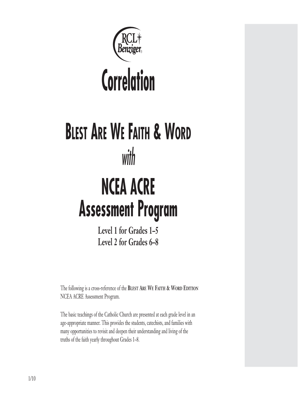 ACRE Assessment Program Correlation