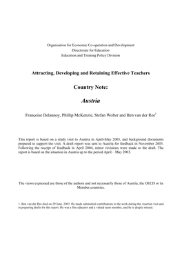 Attracting, Developing and Retaining Effective Teachers