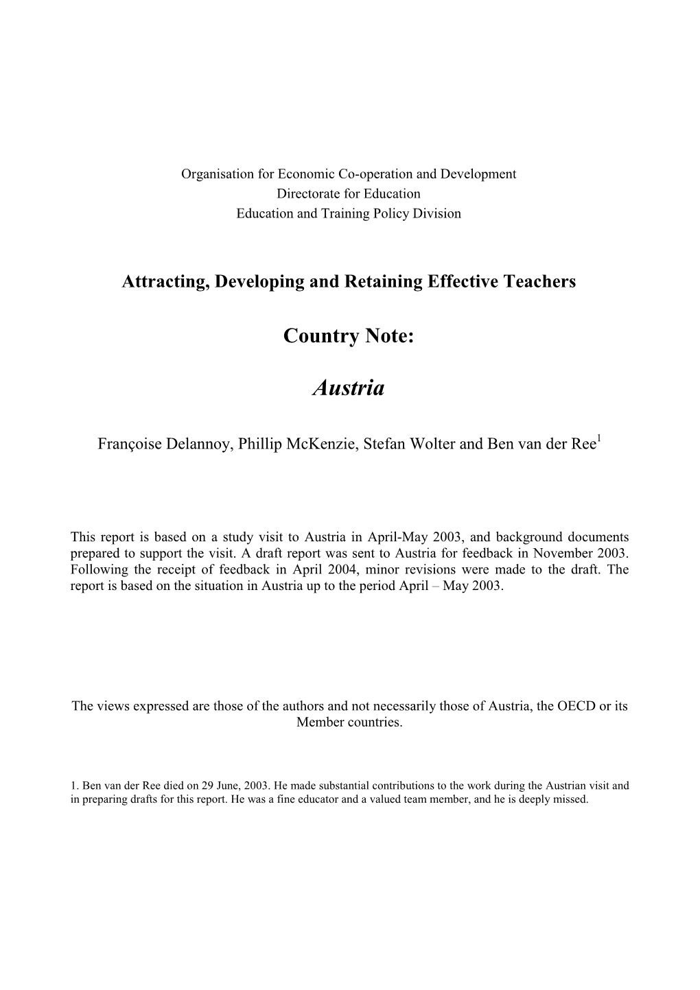 Attracting, Developing and Retaining Effective Teachers