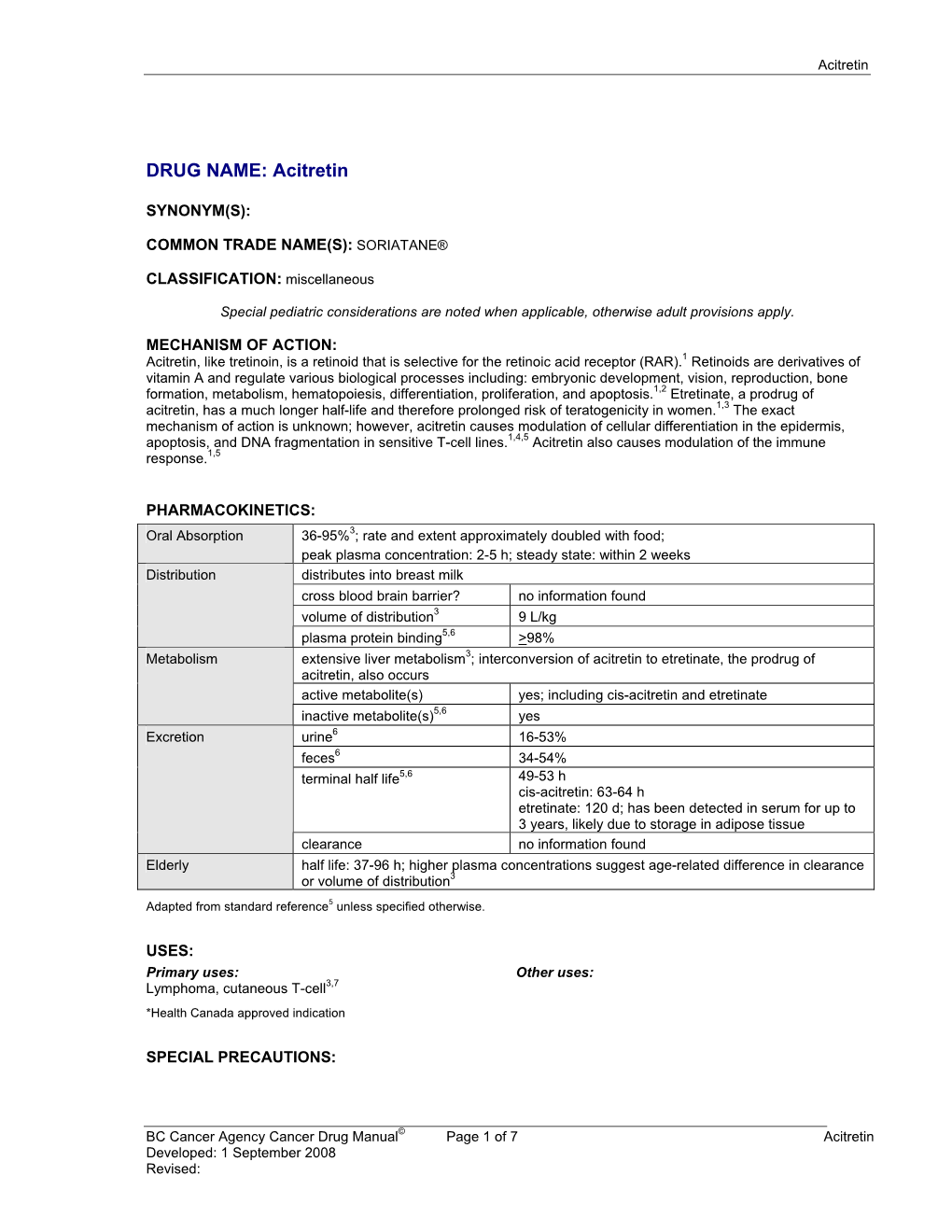 Acitretin Monograph