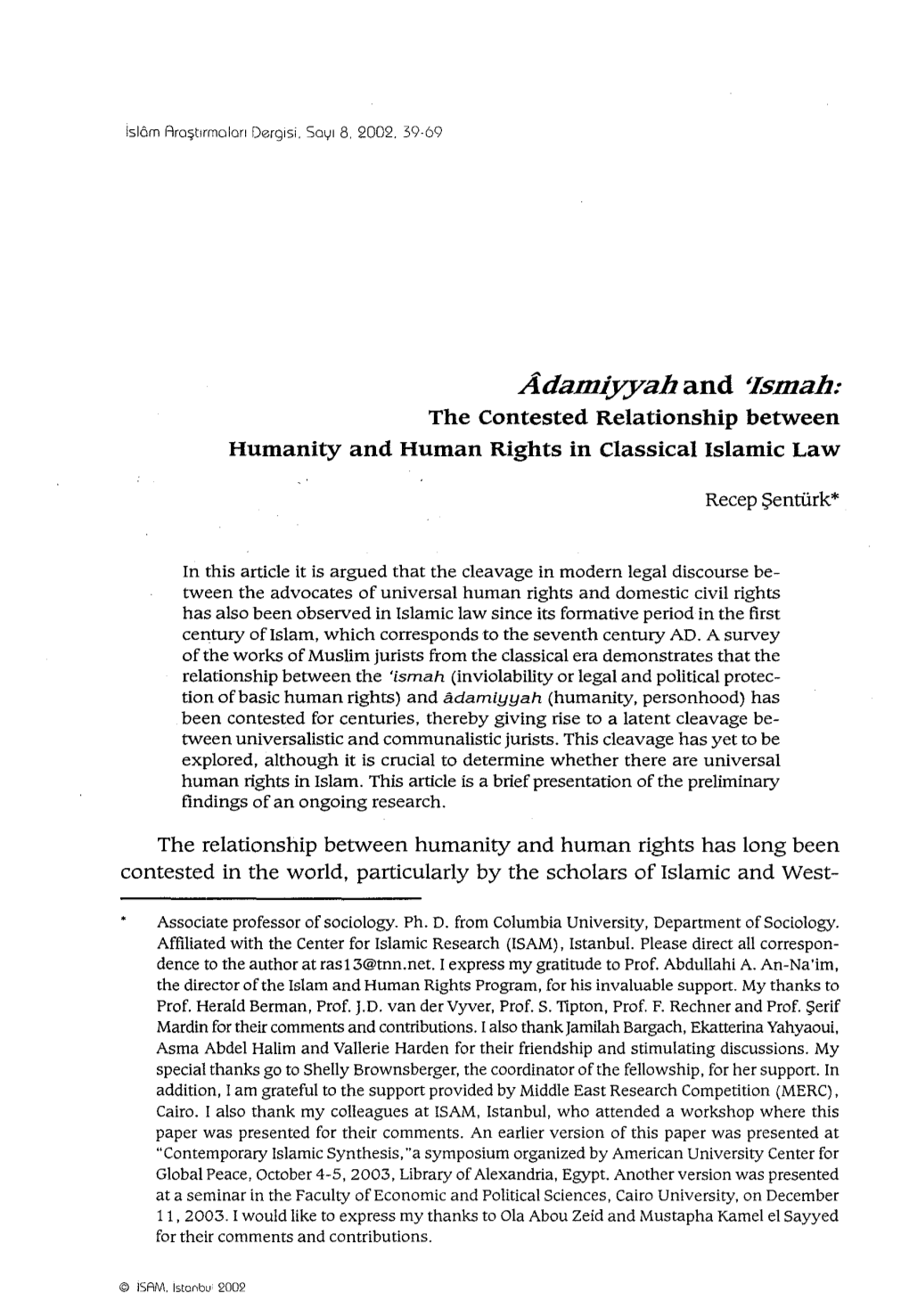 The Contested Relationship Between Humanity and Human Rights in Classical Islamic Law