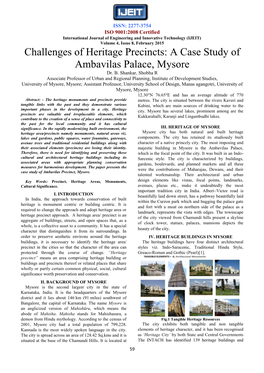 A Case Study of Ambavilas Palace, Mysore Dr