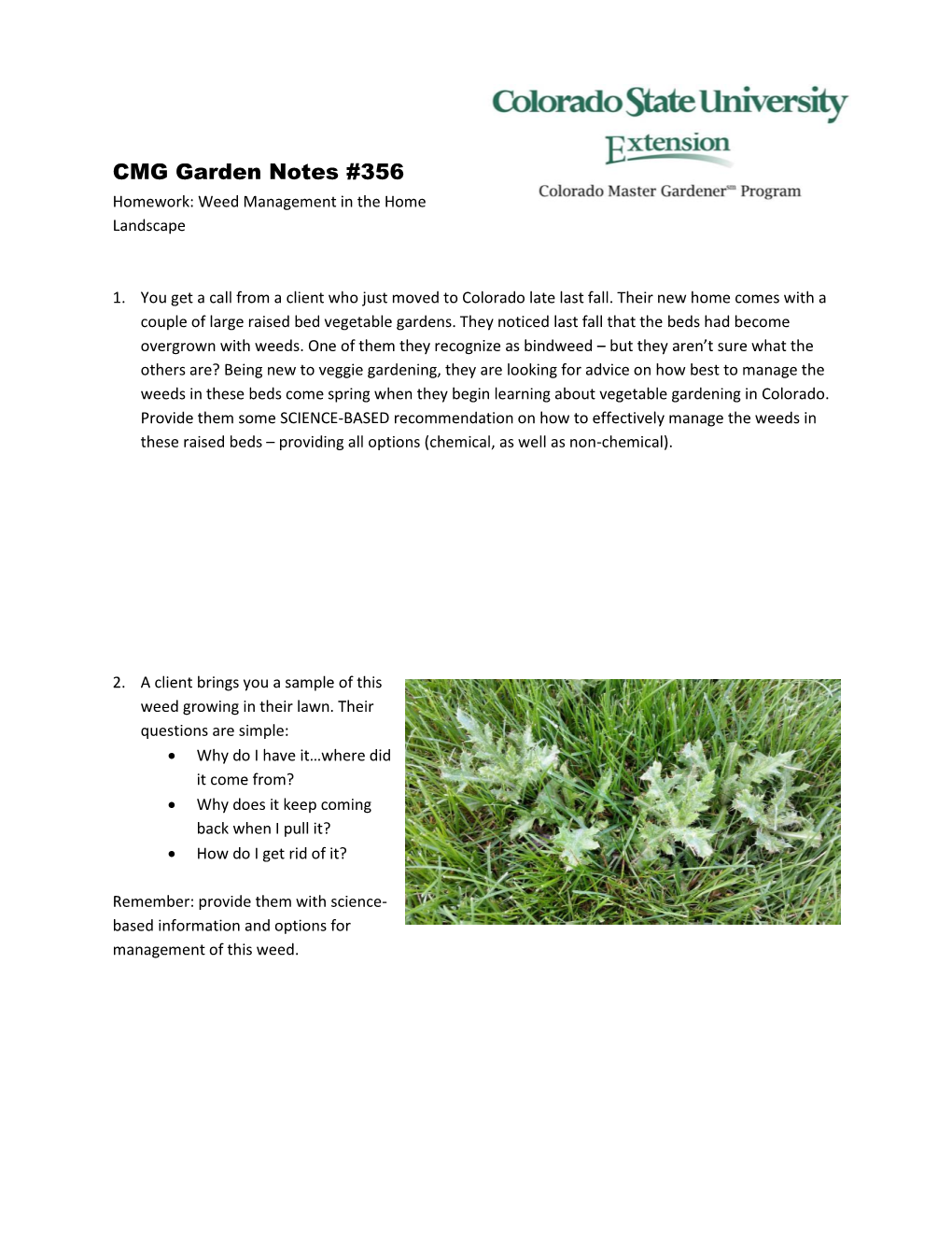 CMG Garden Notes #356 Homework: Weed Management in the Home Landscape