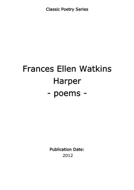 Frances Ellen Watkins Harper - Poems
