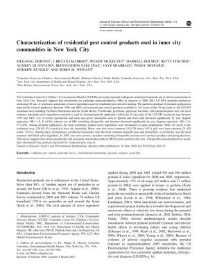 Characterization of Residential Pest Control Products Used in Inner City Communities in New York City