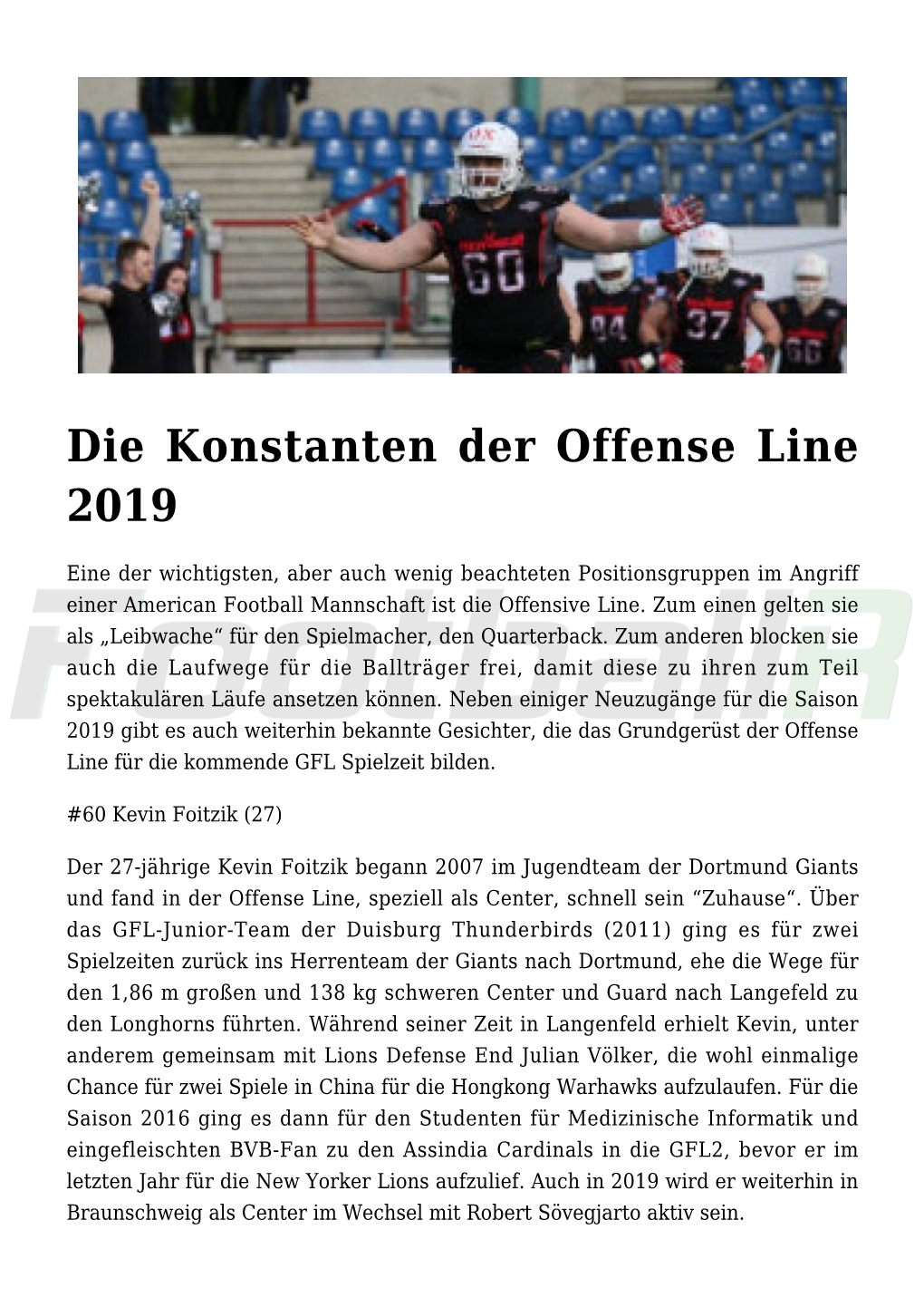 Die Konstanten Der Offense Line 2019