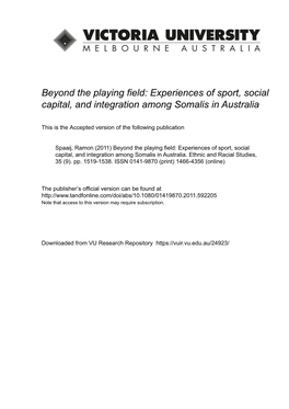 Experiences of Sport, Social Capital and Integration Among Somali