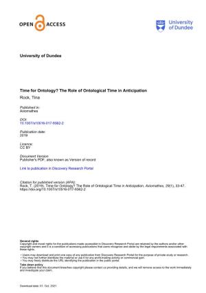 The Role of Ontological Time in Anticipation Rock, Tina