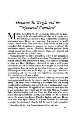 Hendrick S. Wright and the "Nocturnal Committee"