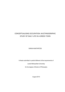 Conceptualising Occupation: an Ethnographic Study Of