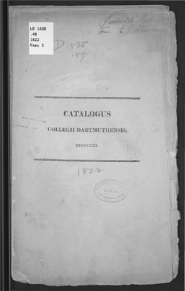 Catalogus Eorum, Qui Adhuec in Universitate Dartmuthensi, Ab Anno