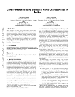 Gender Inference Using Statistical Name Characteristics in Twitter