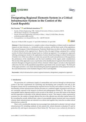Designating Regional Elements System in a Critical Infrastructure System in the Context of the Czech Republic