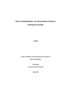 Rocks As Reading Matter: the Interpretation of Rocks in Contemporary Textiles