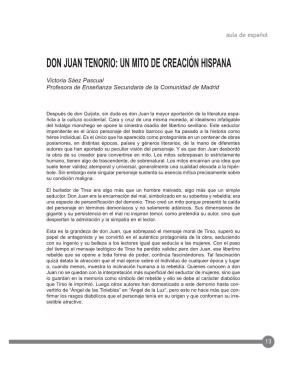 Don Juan Tenorio: Un Mito De Creación Hispana