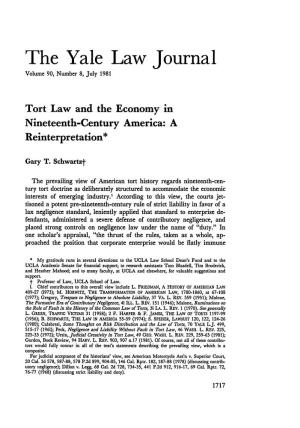Tort Law and the Economy in Nineteenth-Century America: a Reinterpretation*