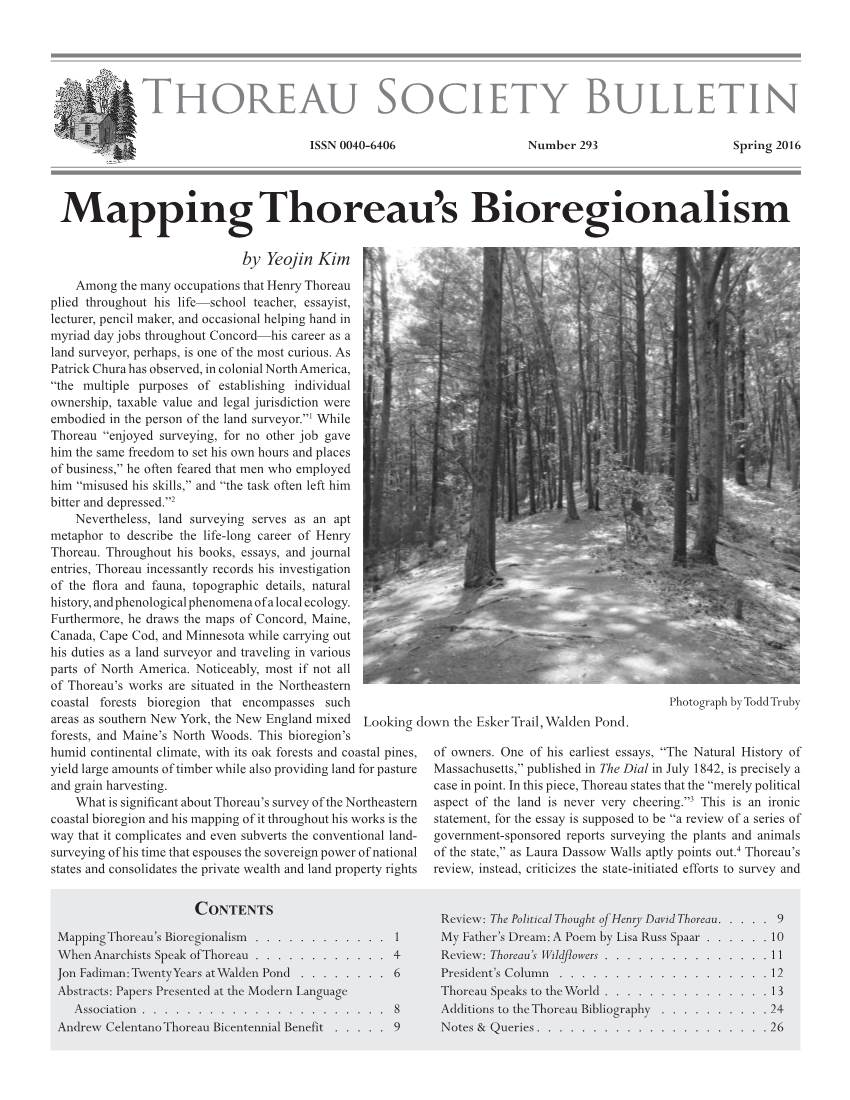Mapping Thoreau's Bioregionalism