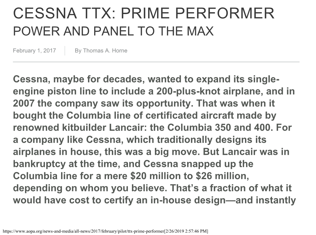 Cessna Ttx: Prime Performer - AOPA