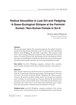 Radical Sexualities in Lost Girl and Fledgling: a Queer-Ecological Glimpse at the Feminist Human / Non-Human Female in Sci-Fi