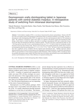 Desmopressin Orally Disintegrating Tablet in Japanese Patients with Central Diabetes Insipidus: a Retrospective Study of Switching from Intranasal Desmopressin