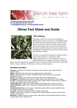 Olives Fact Sheet and Guide
