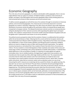 Economic Geography This Is the Story of Economic Geography