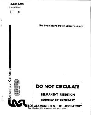 The Premature Detonation Problem