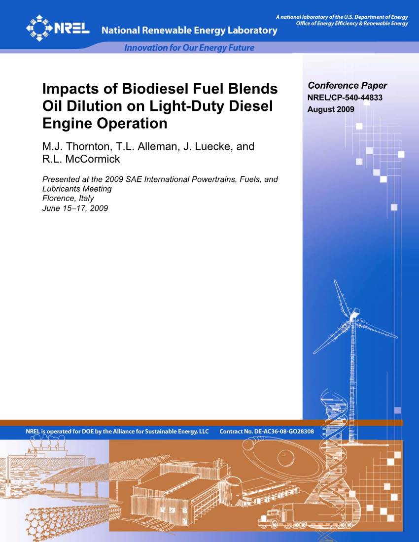 Impacts of Biodiesel Fuel Blends Oil Dilution on Light-Duty Diesel Engine Operation