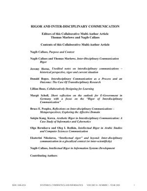 Rigor and Inter-Disciplinary Communication