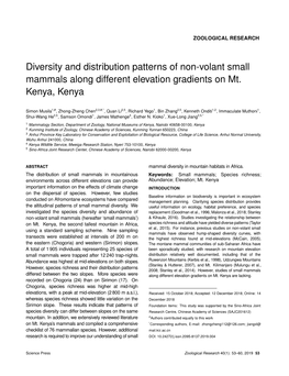 Diversity and Distribution Patterns of Non-Volant Small Mammals Along Different Elevation Gradients on Mt