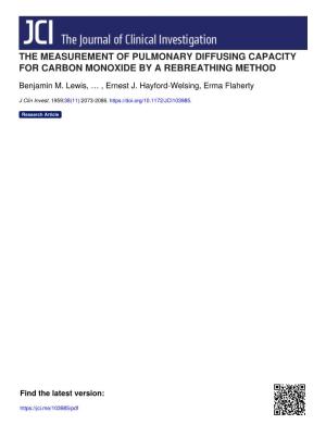 The Measurement of Pulmonary Diffusing Capacity for Carbon Monoxide by a Rebreathing Method