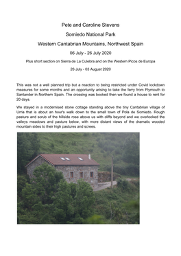 Pete and Caroline Stevens Somiedo National Park Western Cantabrian Mountains, Northwest Spain