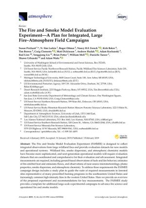 The Fire and Smoke Model Evaluation Experiment—A Plan for Integrated, Large Fire–Atmosphere Field Campaigns